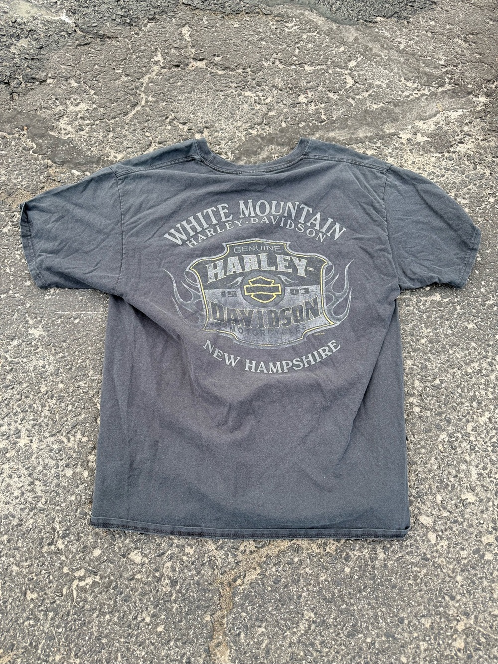 Harley-Davidson Black Graphic Tee with White and Yellow Logo